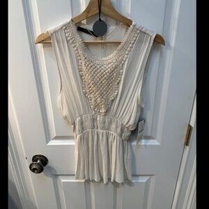 ZARA Textured Sleeveless Blouse Cream Size L
